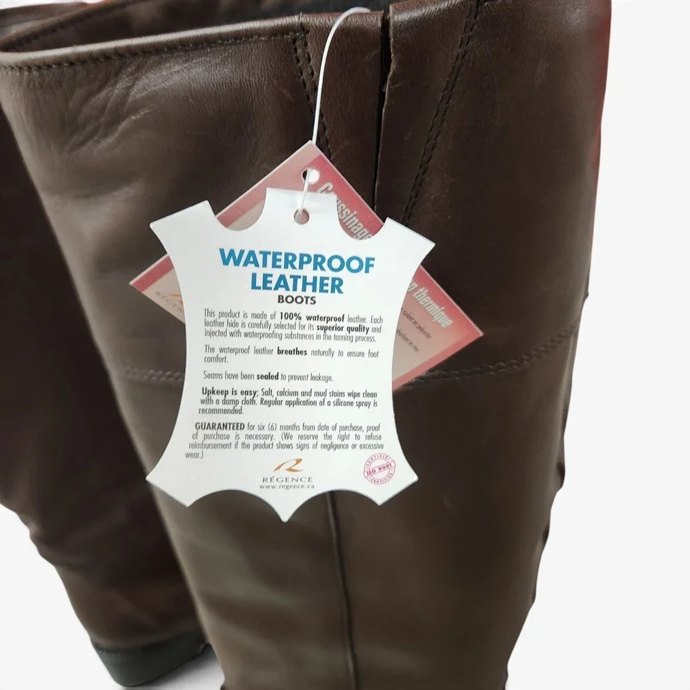 BLONDO Leather Knee High Riding Boots 6.5B Brown Lace-up Waterproof Canada NWT‎